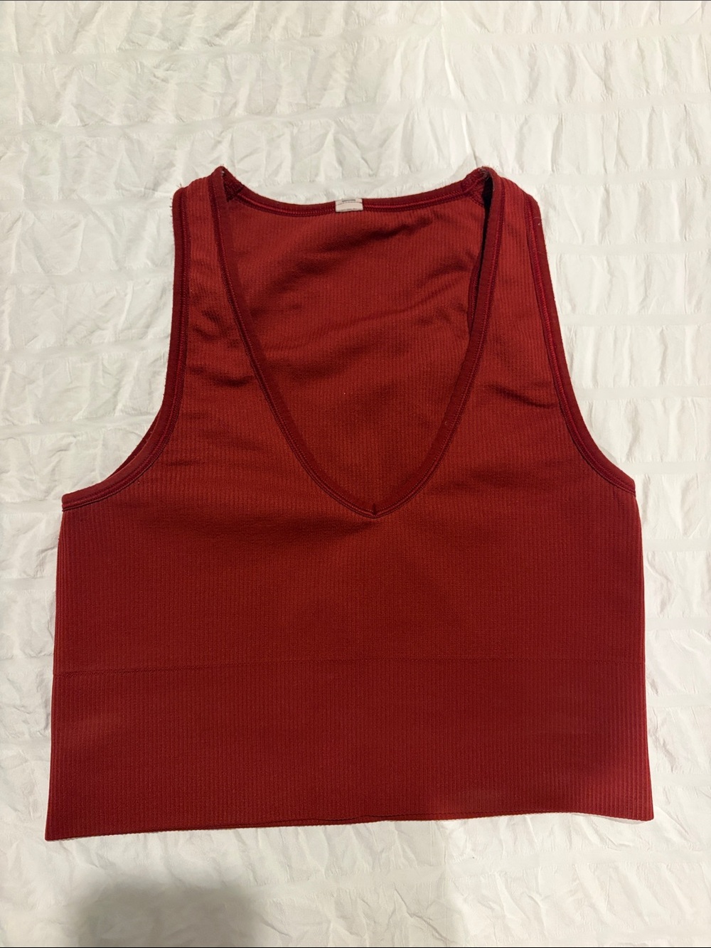 Athleta Ribbed V-Neck Cropped Tank - Deep Red - Picture 2 of 3